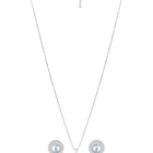 Halo CZ Pearl Pendant & Stud Set - Silver