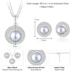 Halo CZ Pearl Pendant & Stud Set - Silver