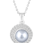 Halo CZ Pearl Pendant & Stud Set - Silver