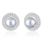 Halo CZ Pearl Pendant & Stud Set - Silver