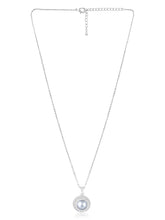 Halo CZ Pearl Pendant & Stud Set - Silver
