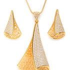 Unique CZ Studded Chain Pendant Set