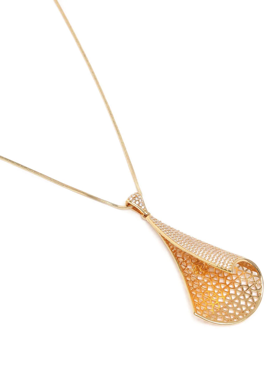 Unique CZ Studded Chain Pendant Set