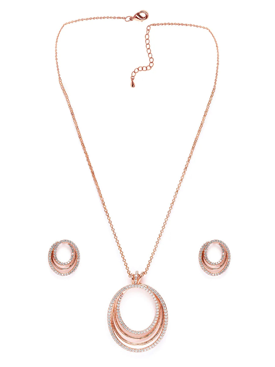 Exquisite CZ Round Layer Pendant Set