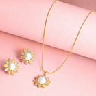 Glam Pearl & Crystal Floral Pendant Set