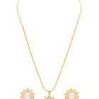 Glam Pearl & Crystal Floral Pendant Set