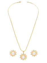 Glam Pearl & Crystal Floral Pendant Set