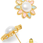 Glam Pearl & Crystal Floral Pendant Set