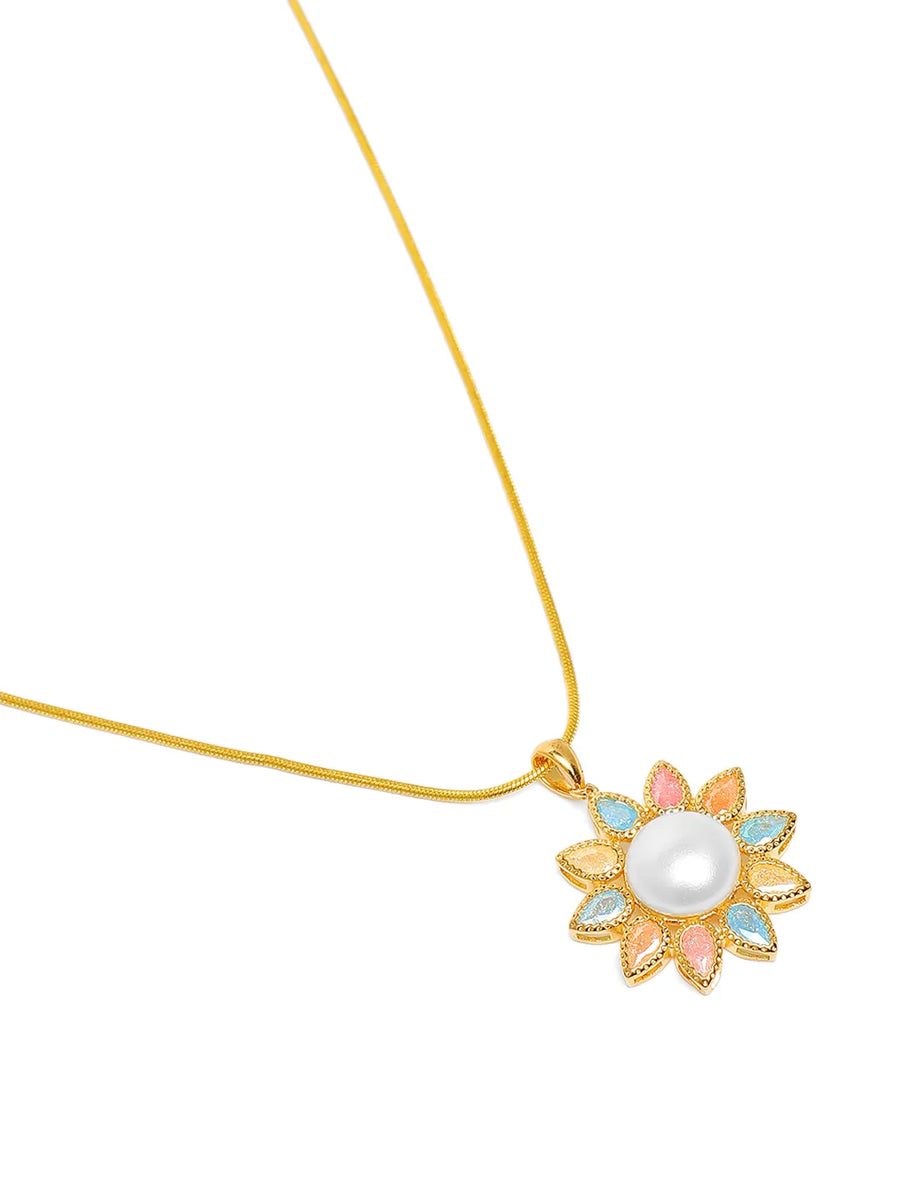 Glam Pearl & Crystal Floral Pendant Set