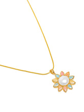 Glam Pearl & Crystal Floral Pendant Set