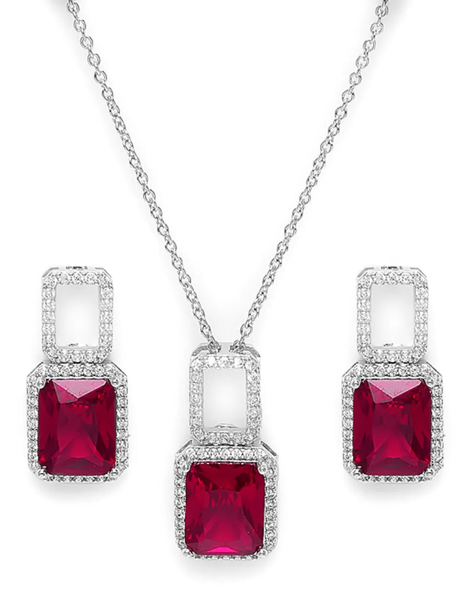 Elegant CZ & Crystal Pendant Set