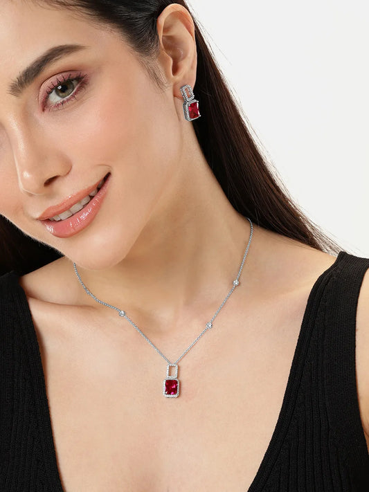 Elegant CZ & Crystal Pendant Set