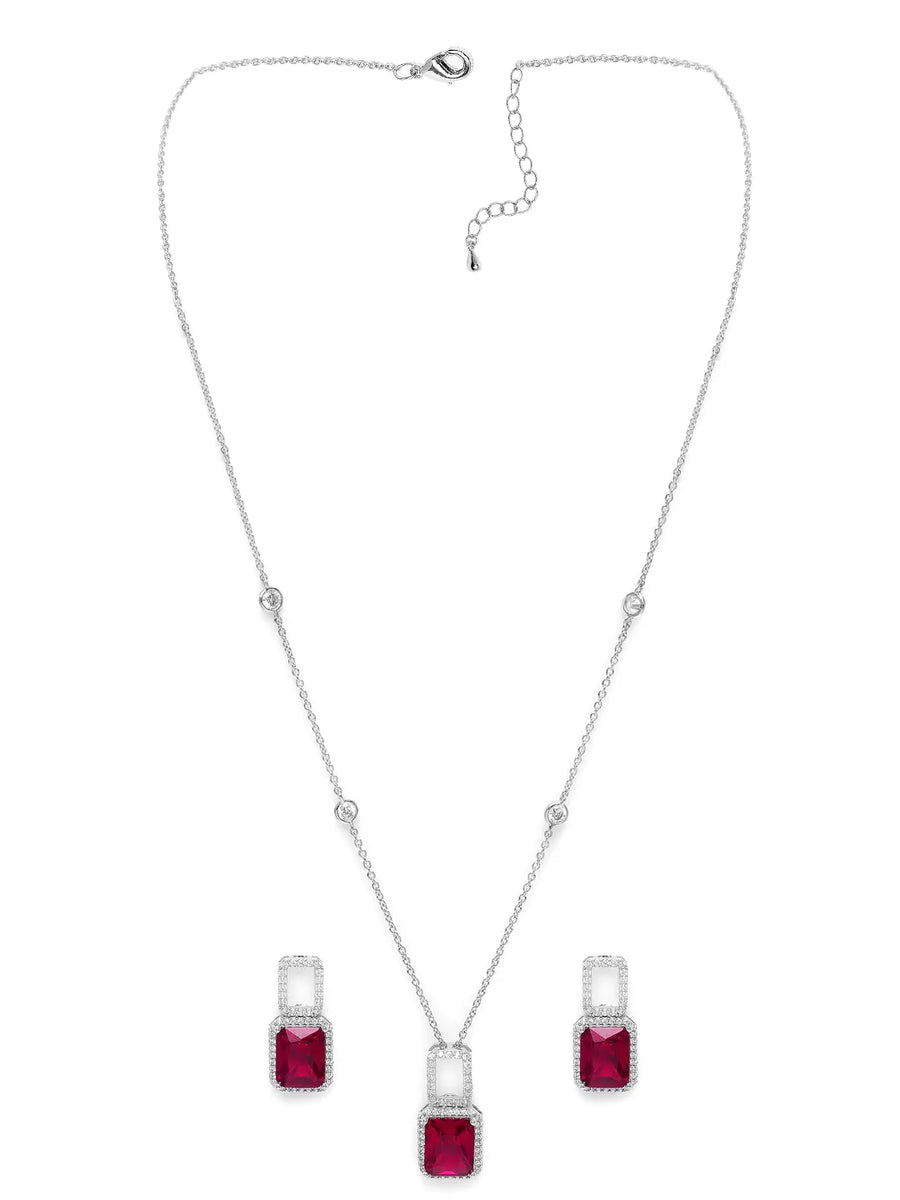 Elegant CZ & Crystal Pendant Set