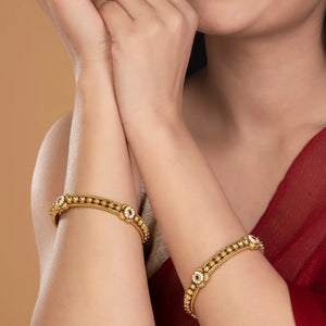 Traditional Temple Floral Accents Bangles