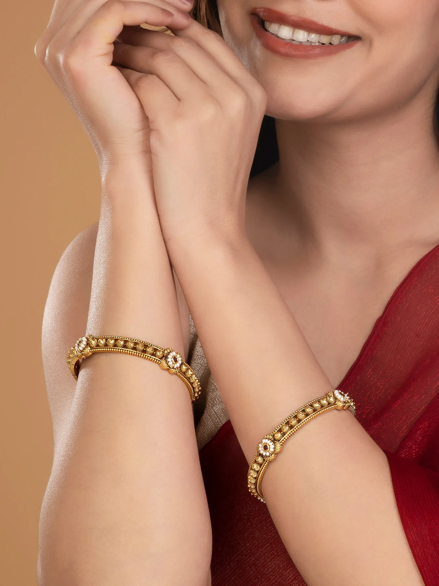 Traditional Temple Floral Accents Bangles
