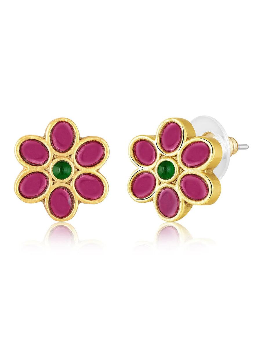 Floral Gemstone Stud Earrings – Elegant & Colorful | Peora