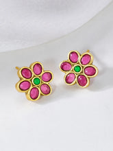 Floral Gemstone Stud Earrings for Her
