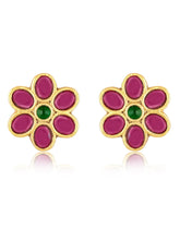 Floral Gemstone Stud Earrings – Elegant & Colorful | Peora