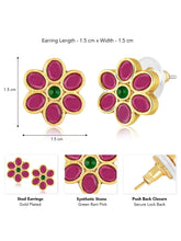 Floral Gemstone Stud Earrings – Elegant & Colorful | Peora
