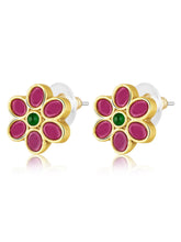 Floral Gemstone Stud Earrings – Elegant & Colorful | Peora