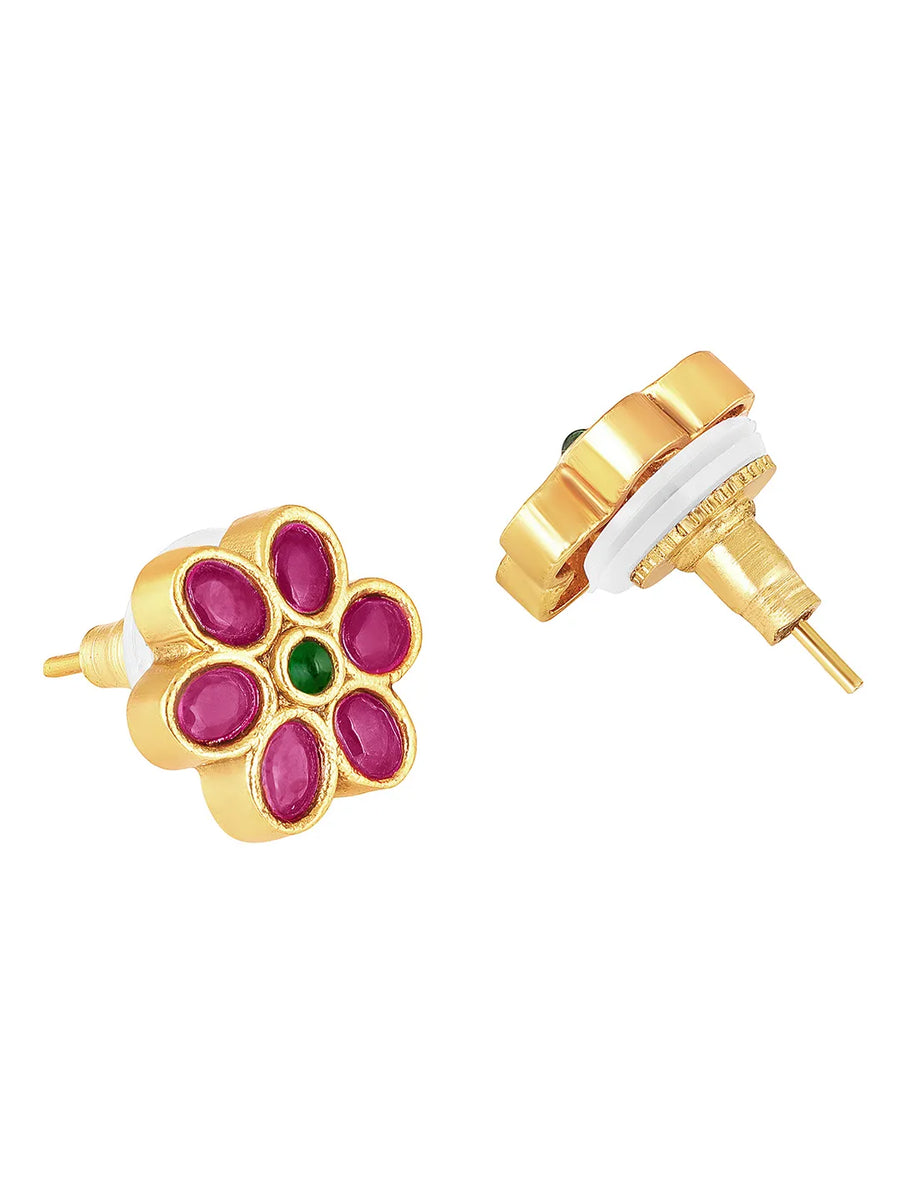 Floral Gemstone Stud Earrings – Elegant & Colorful | Peora