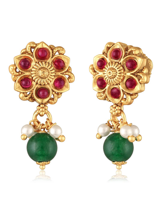 Studded Drop Earrings – Elegant & Sparkling | Peora