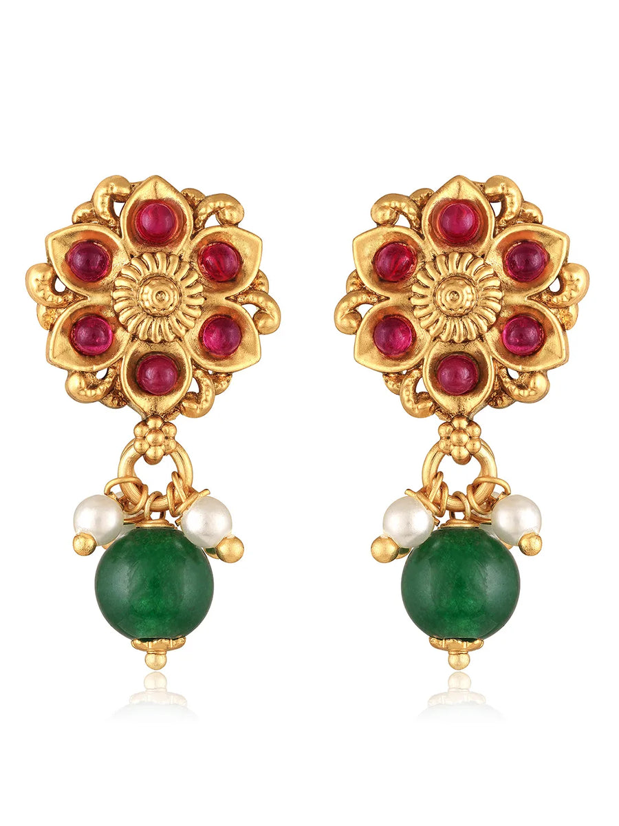 Studded Drop Earrings – Elegant & Sparkling | Peora