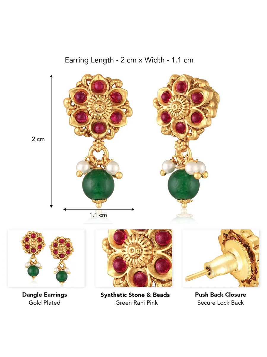 Studded Drop Earrings – Elegant & Sparkling | Peora