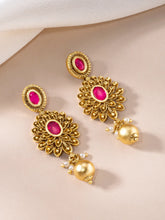 Glamorous Crystal & Pearl Drop Earrings - Gold - Rani Pink