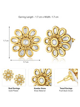 Kundan Floral Stud Earrings – Traditional Elegance | Peora