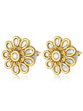 Kundan Floral Stud Earrings – Traditional Elegance | Peora