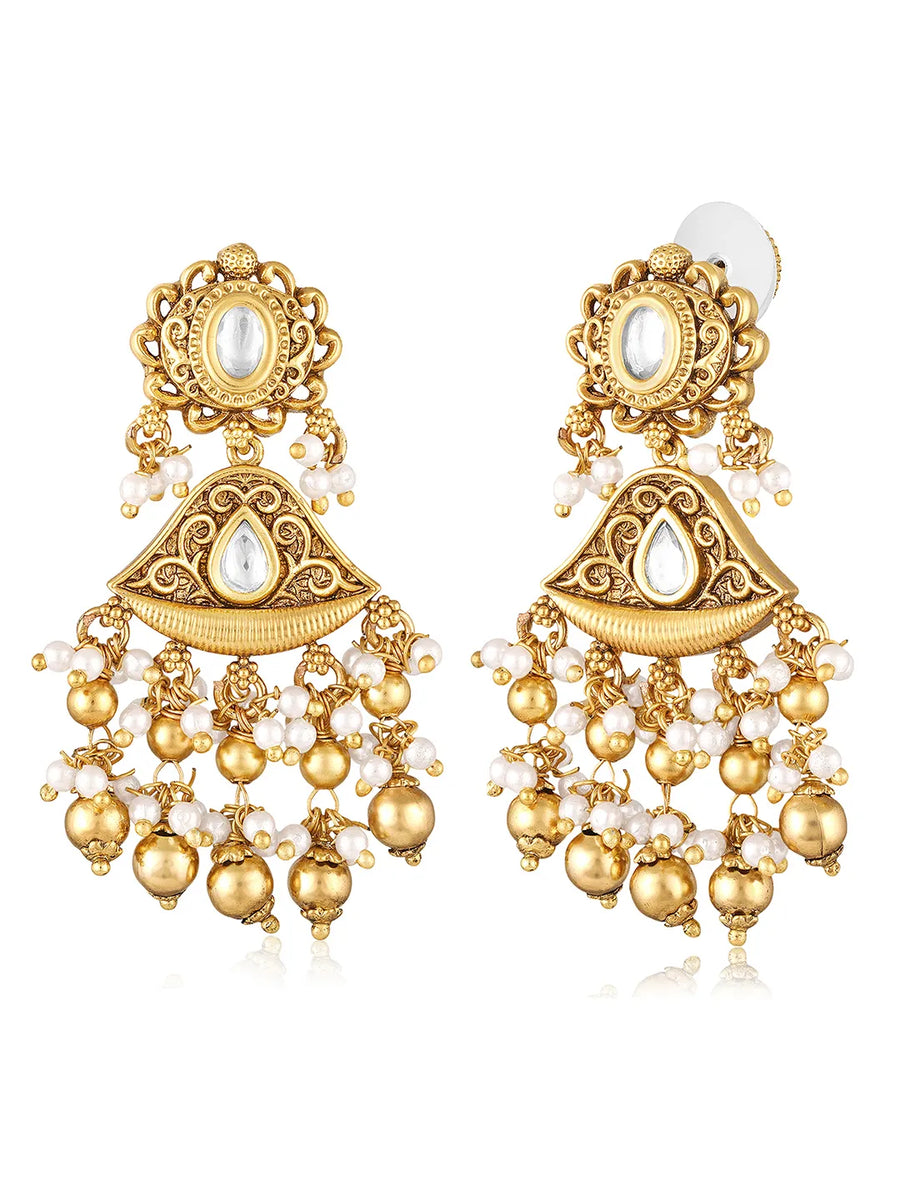Studded Drop Earrings – Elegant & Sparkling | Peora