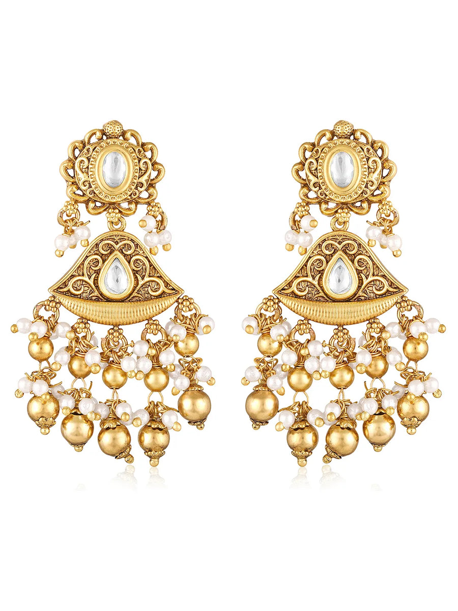 Studded Drop Earrings – Elegant & Sparkling | Peora