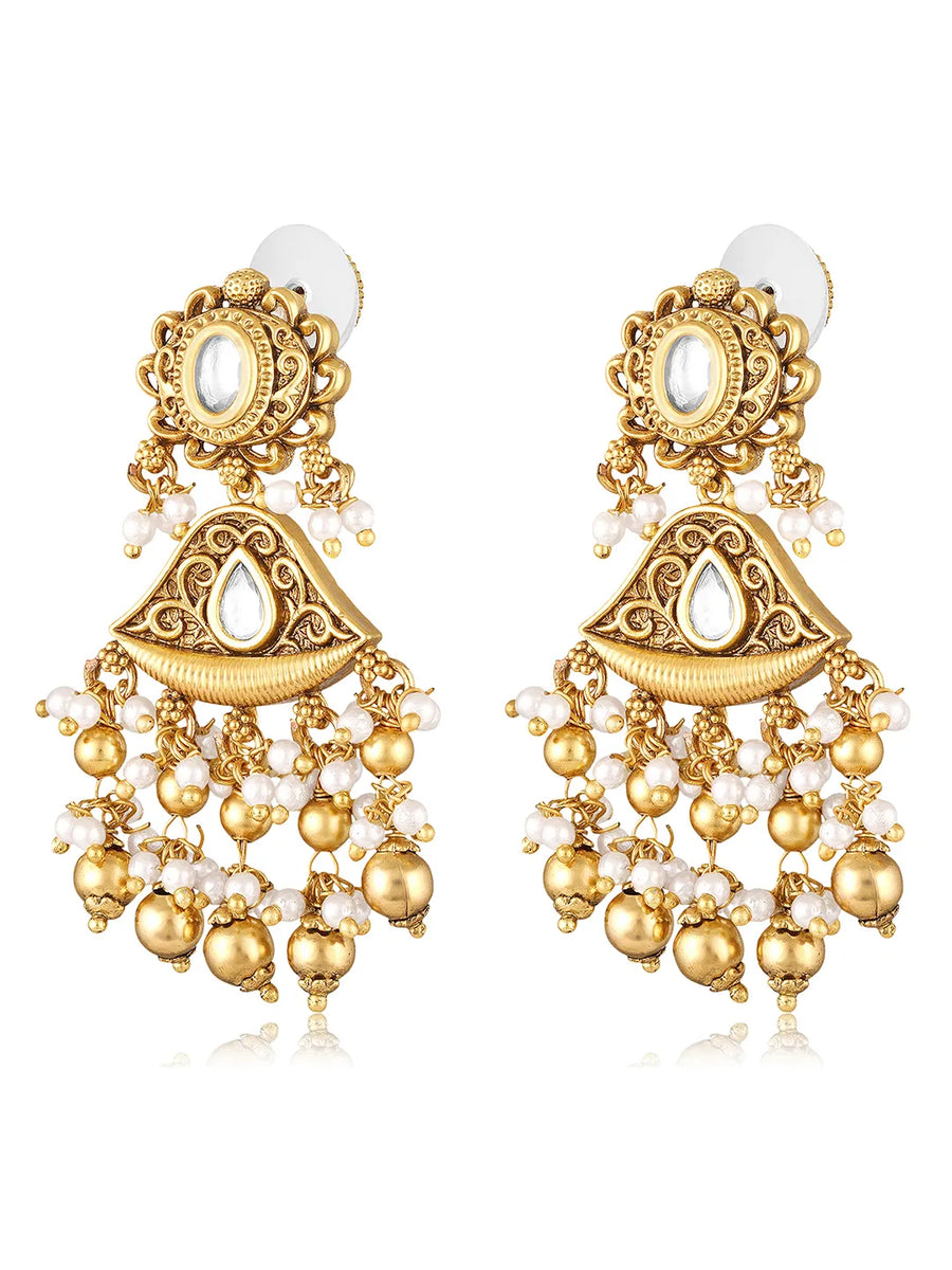 Studded Drop Earrings – Elegant & Sparkling | Peora