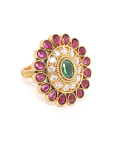 Kundan Floral Accent Ring | Exquisite Fashion Jewellery by Peora