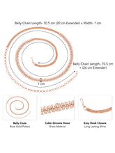 Refined Leaf CZ Studded Rose Gold Belly Chain