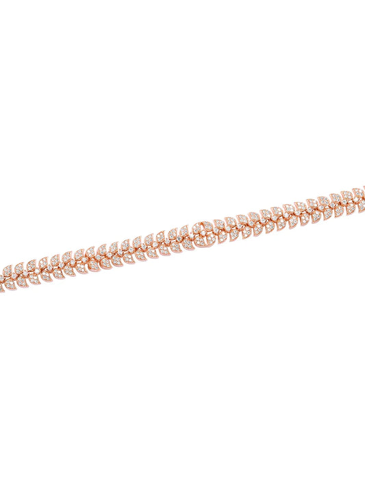 Refined Leaf CZ Studded Rose Gold Belly Chain