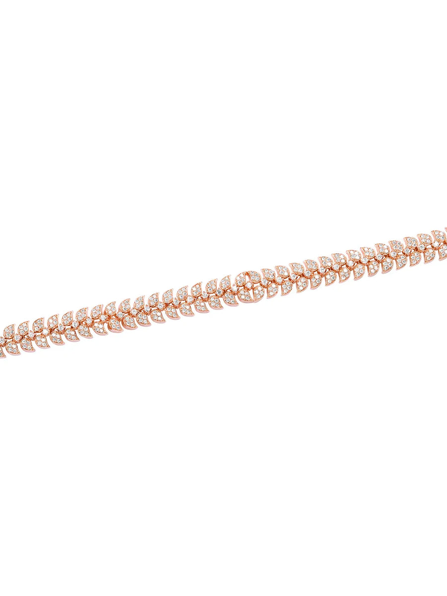 Refined Leaf CZ Studded Rose Gold Belly Chain