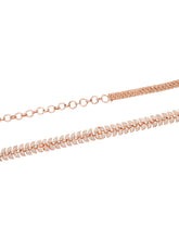 Refined Leaf CZ Studded Rose Gold Belly Chain