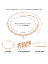 Floral Rose Gold CZ & Pearl Studded Belly Chain