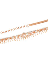 Floral Rose Gold CZ & Pearl Studded Belly Chain