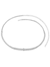 Heritage Leaf Pattern CZ Silver Belly Chain