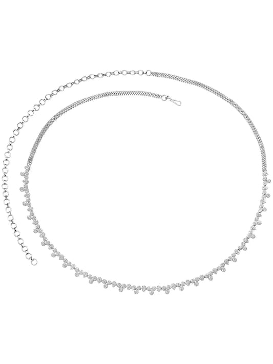 Sparkling Teardrop CZ Silver Belly Chain