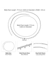 Sparkling Teardrop CZ Silver Belly Chain