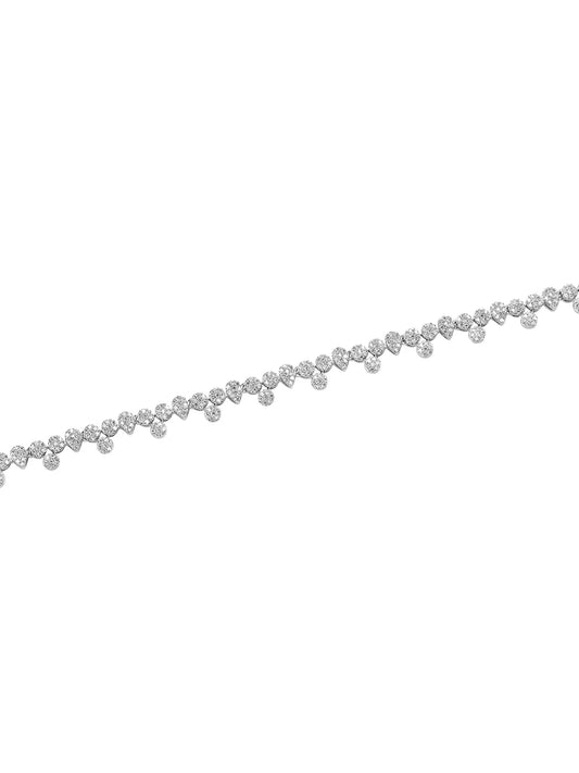 Sparkling Teardrop CZ Silver Belly Chain