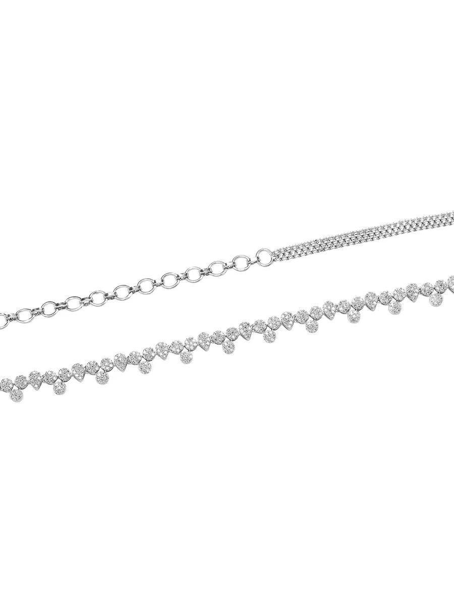 Sparkling Teardrop CZ Silver Belly Chain