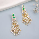CZ Crystals Leaf Cascade Dangler Earrings