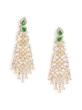 CZ Crystals Leaf Cascade Dangler Earrings
