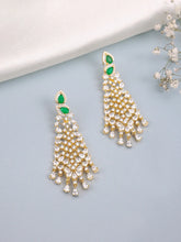 CZ Crystals Leaf Cascade Dangler Earrings