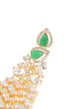 CZ Crystals Leaf Cascade Dangler Earrings